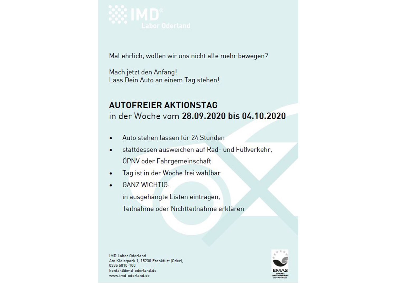 Autofreier Aktionstag zum 25. EMAS Jubiläum