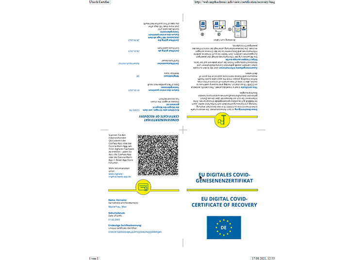 Ausstellung von EU-Genesenenzertifikat nun bei uns im Labor möglich